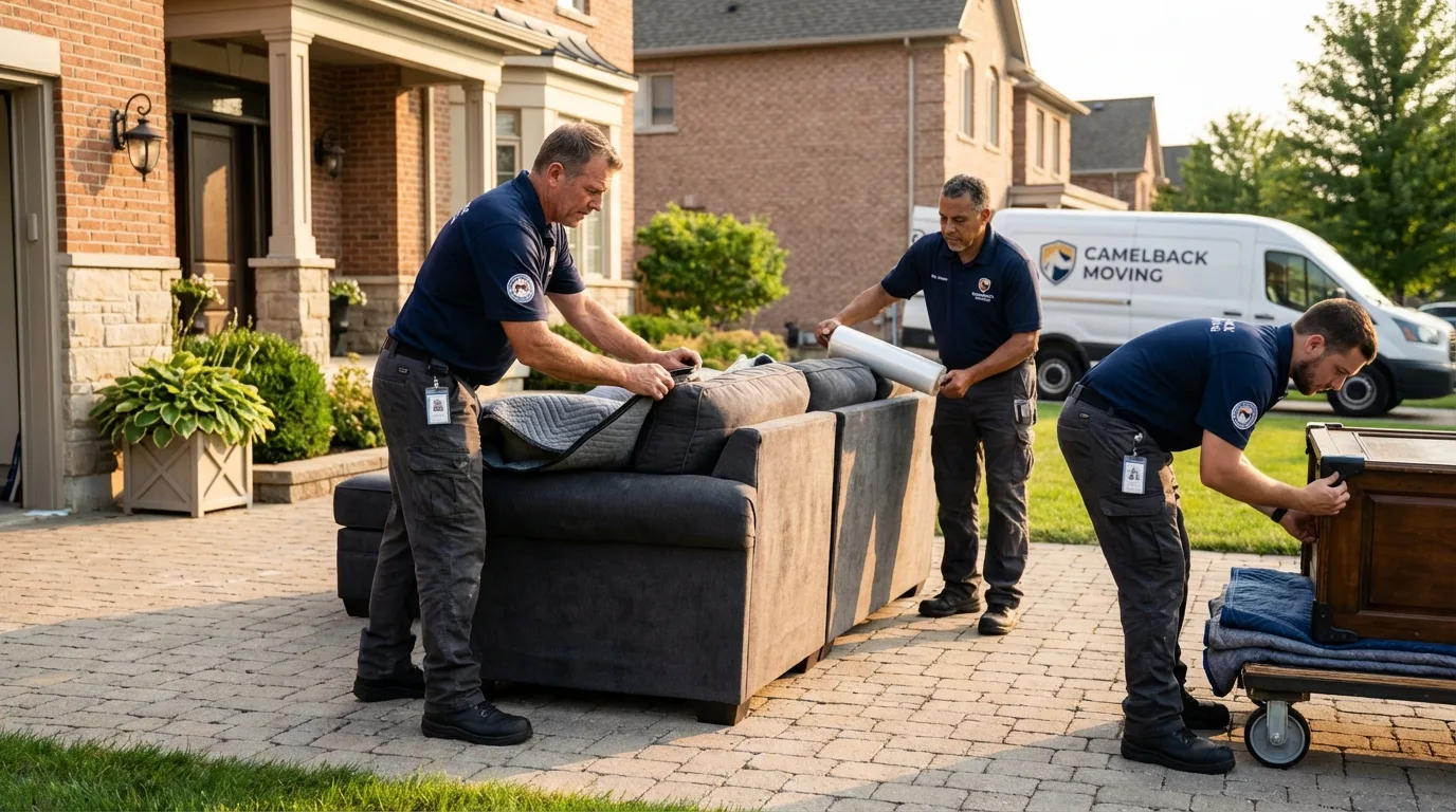 Large estate moving crew wrapping furniture in Carlisle, PA