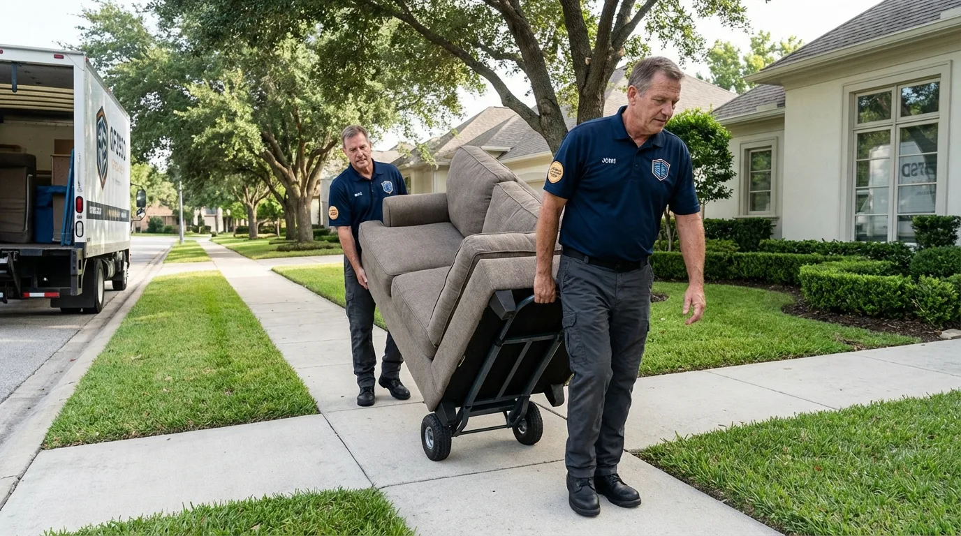 Local residential moving crew loading furniture in Carlisle, PA