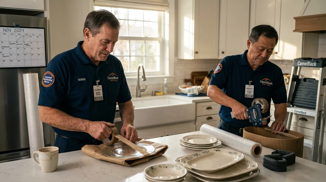 Professional crew packing kitchen dishware in Carlisle, PA